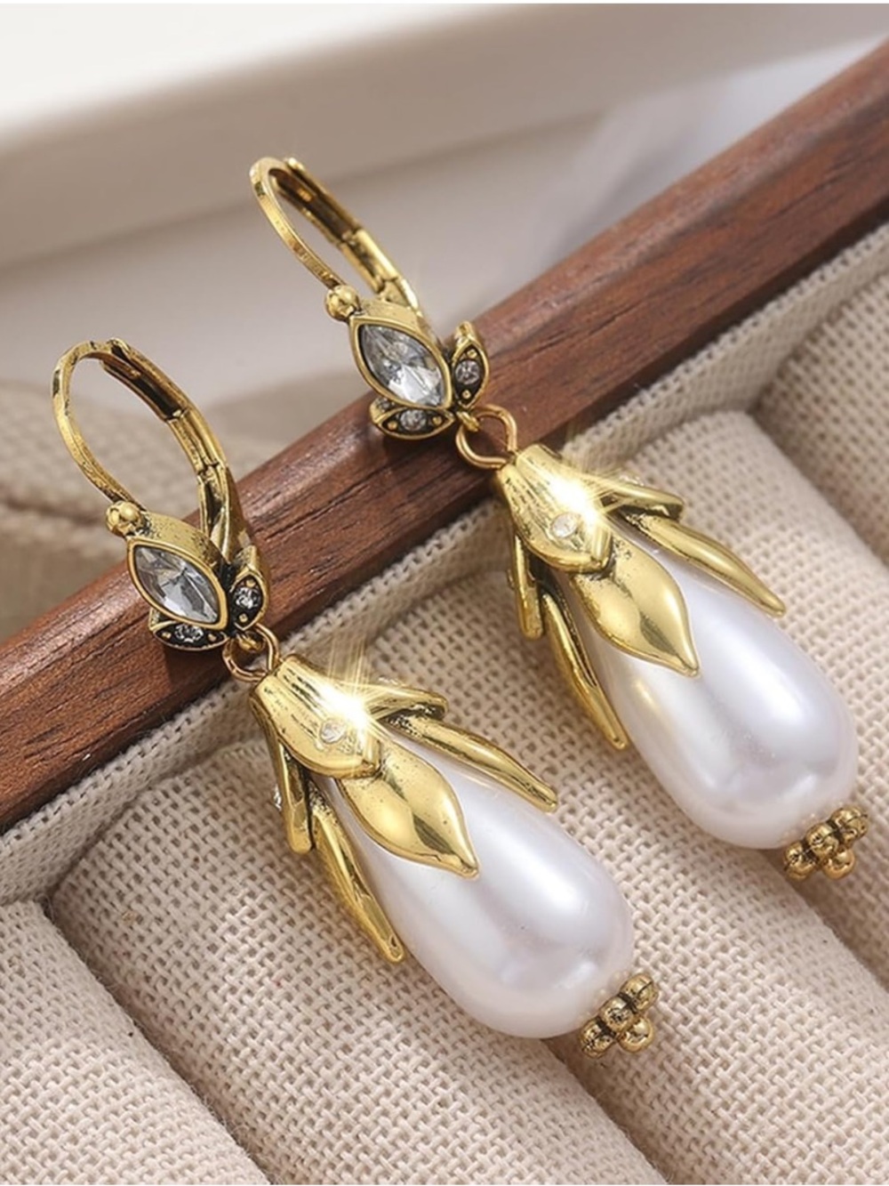Vintage Baroque Pearl Lily Bloom Earrings
